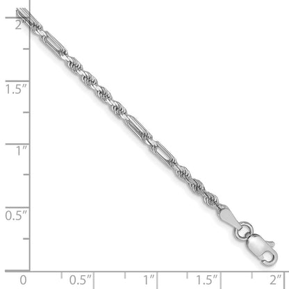 14K Weißgold 2.5mm Diamantiert Milano Kordel Gliederarmband