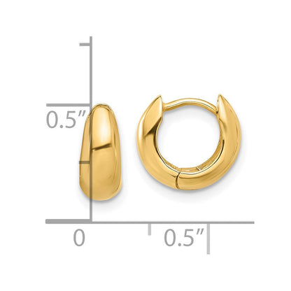 14K Gelbgold Poliert Klappbar Huggie Creolen