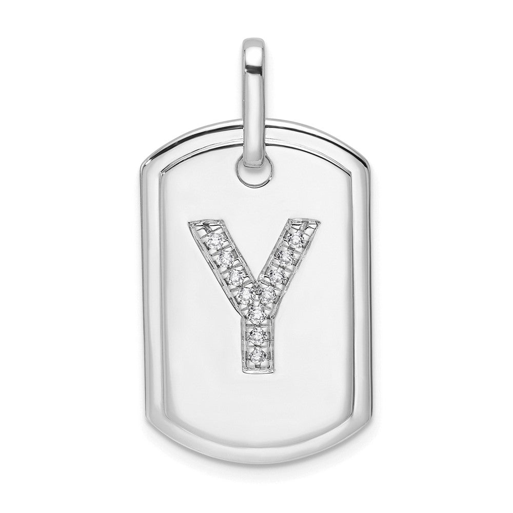 14K Weißgold Diamant Initial-Y Dog-Tag-Charm