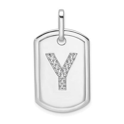 14K Weißgold Diamant Initial-Y Dog-Tag-Charm