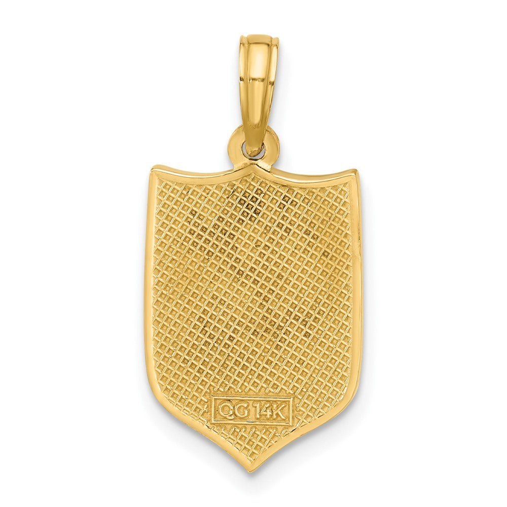 14K Gelbgold Polierter Schild-Anhänger mit Kreuz