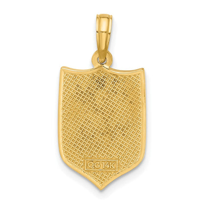 14K Gelbgold Polierter Schild-Anhänger mit Kreuz