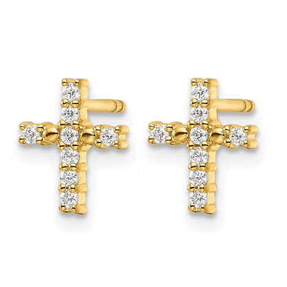 14K Gelbgold Diamant-Kreuz-Ohrstecker, poliert