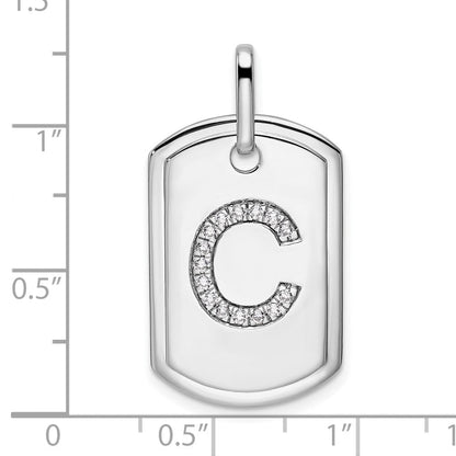 14K Weißgold Diamant-Buchstaben-Charm "C" Erkennungsmarke