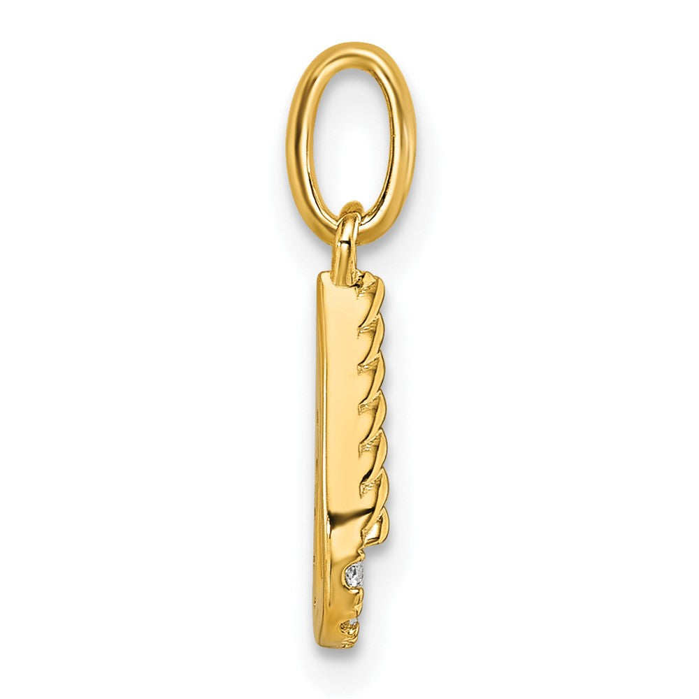 14K Gelbgold gedrehter Charm mit Initiale „U" und 0,10 ct. Diamant