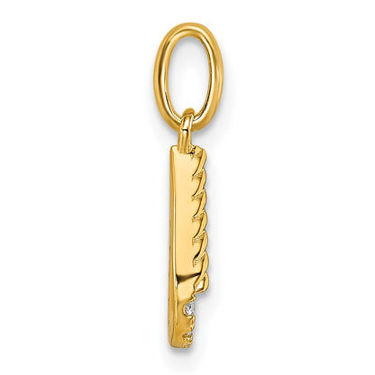 14K Gelbgold gedrehter Charm mit Initiale „U" und 0,10 ct. Diamant