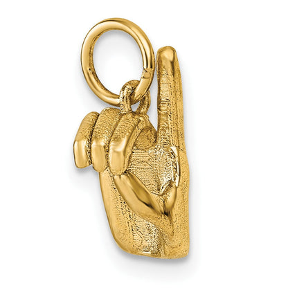 14K Gelbgold Anhänger mit Fingeralphabet-Zeichen "D" der Amerikanischen Gebärdensprache