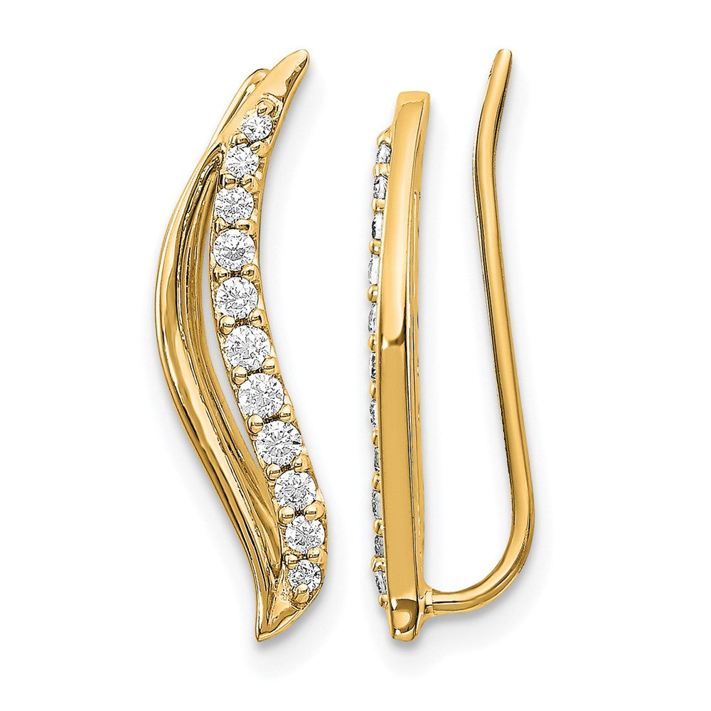 14K Gelbgold Diamant-Ohrklimmer mit Wellendesign, 0,25K
