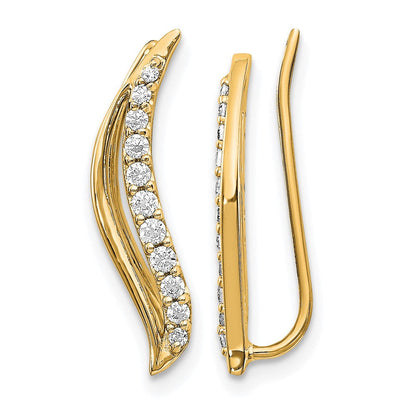 14K Gelbgold Diamant-Ohrklimmer mit Wellendesign, 0,25K
