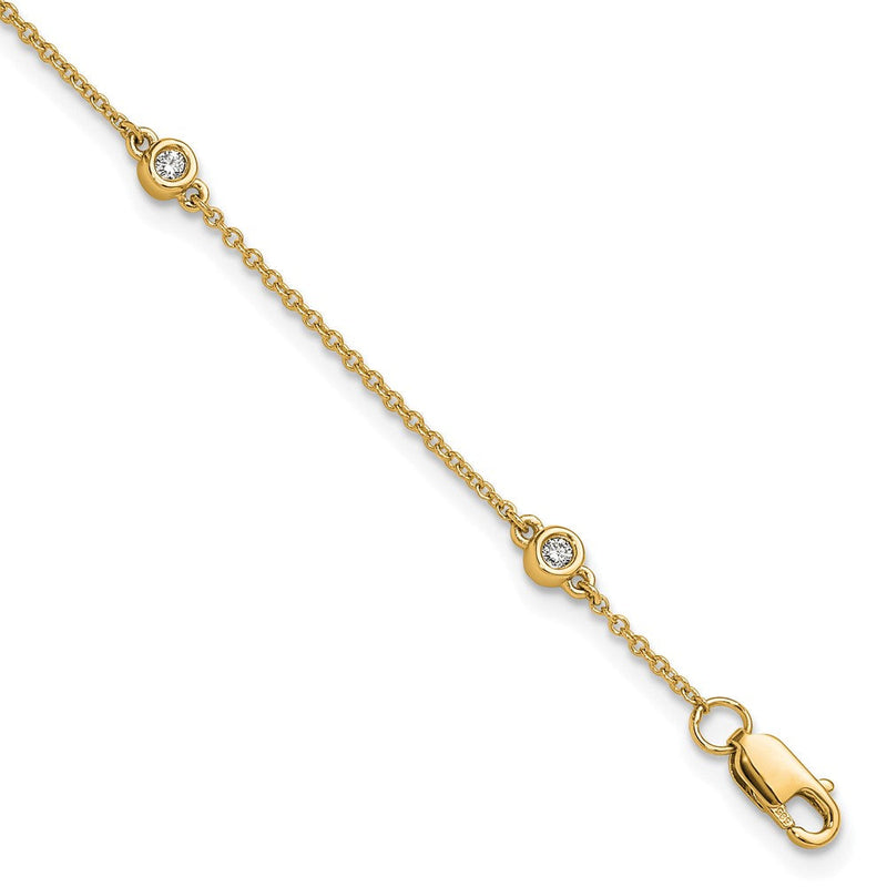 14K Gelbgold Komplett 1/8 Karat Zargenfassung-set Diamant und Ankerkette Kette 5-station 7 Zoll Armband