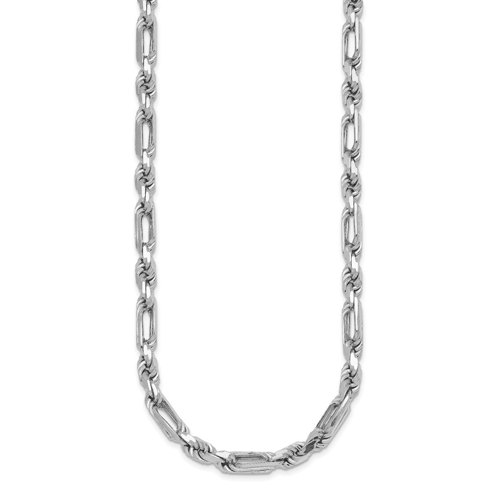 Sterlingsilber Rhodiniert Poliert 5.5mm Figaro Kordel Kette 20 Zoll Halskette