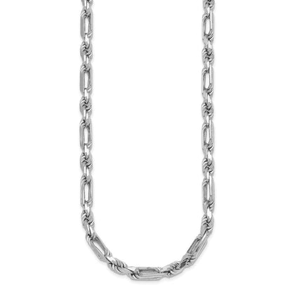 Sterlingsilber Rhodiniert Poliert 5.5mm Figaro Kordel Kette 20 Zoll Halskette