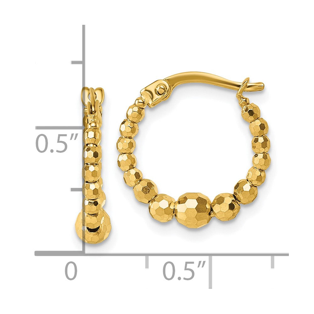 14K Gelbgold Poliert Diamantiert Abgestuft Gekugelt Creolen