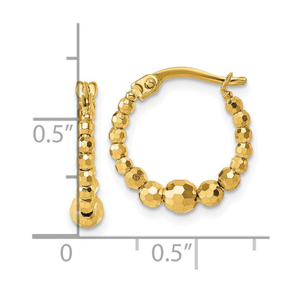 14K Gelbgold Poliert Diamantiert Abgestuft Gekugelt Creolen