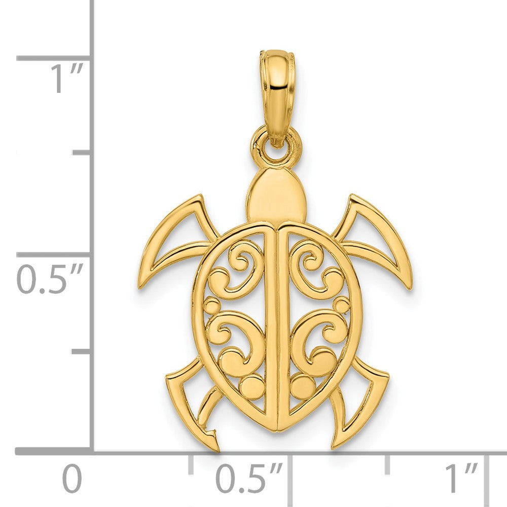 14K Gelbgold Fancy Abstrakter Schildkröten-Anhänger