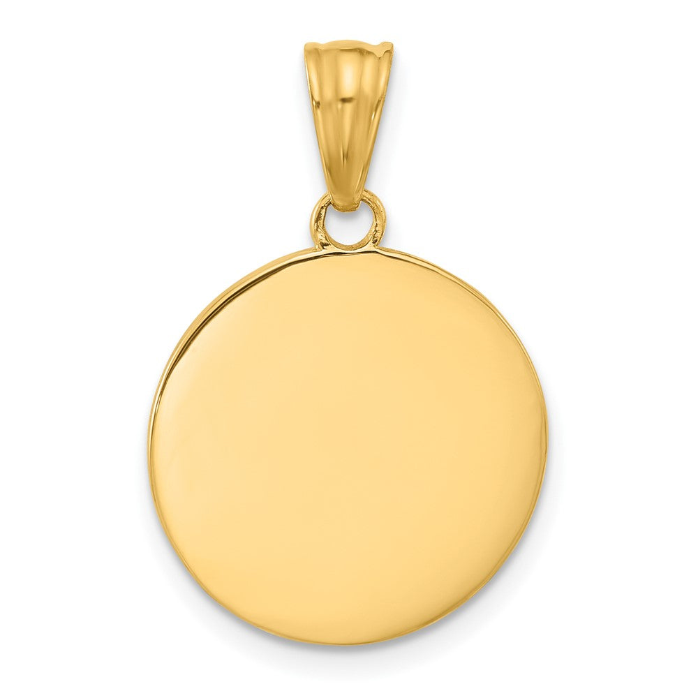 14K Gelbgold und Rhodium diamantgeschliffener blau emaillierter Sonne-und-Mond-Anhänger