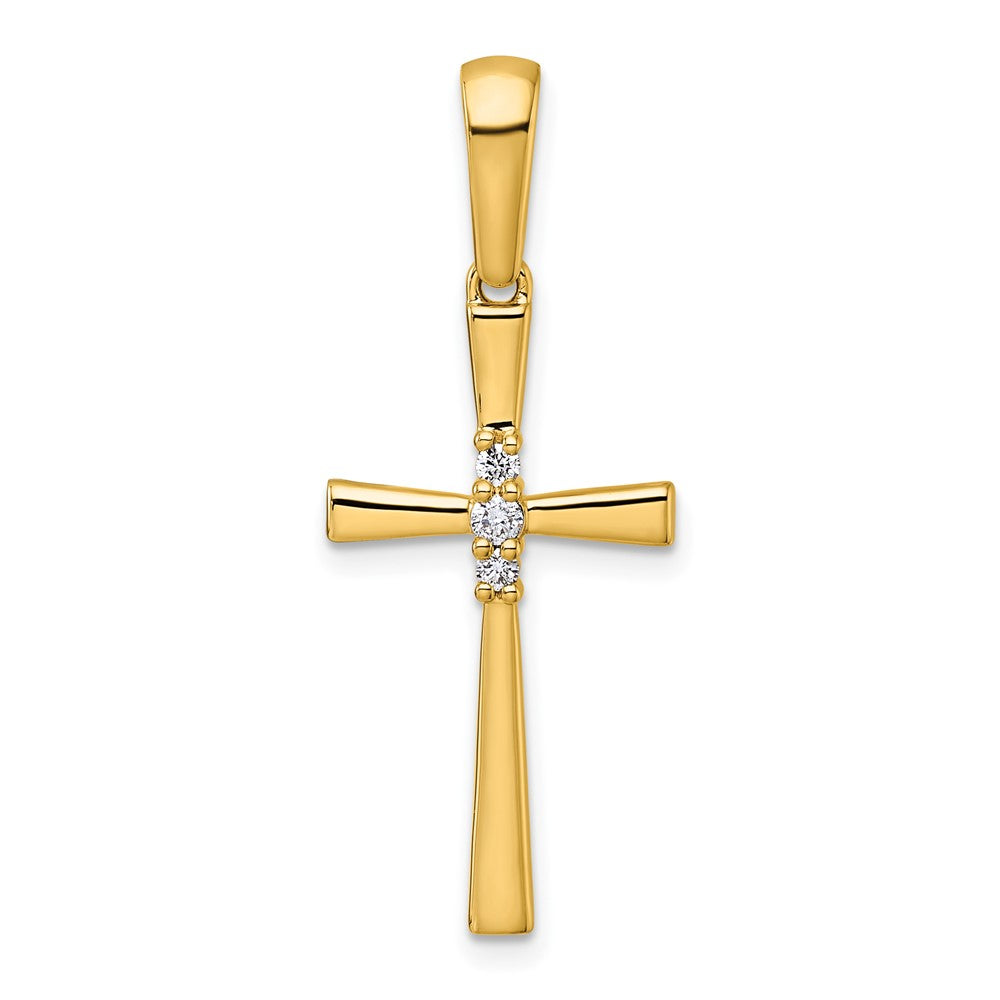 14K Gelbgold Kreuz-Anhänger mit 0,07 ct. Diamant