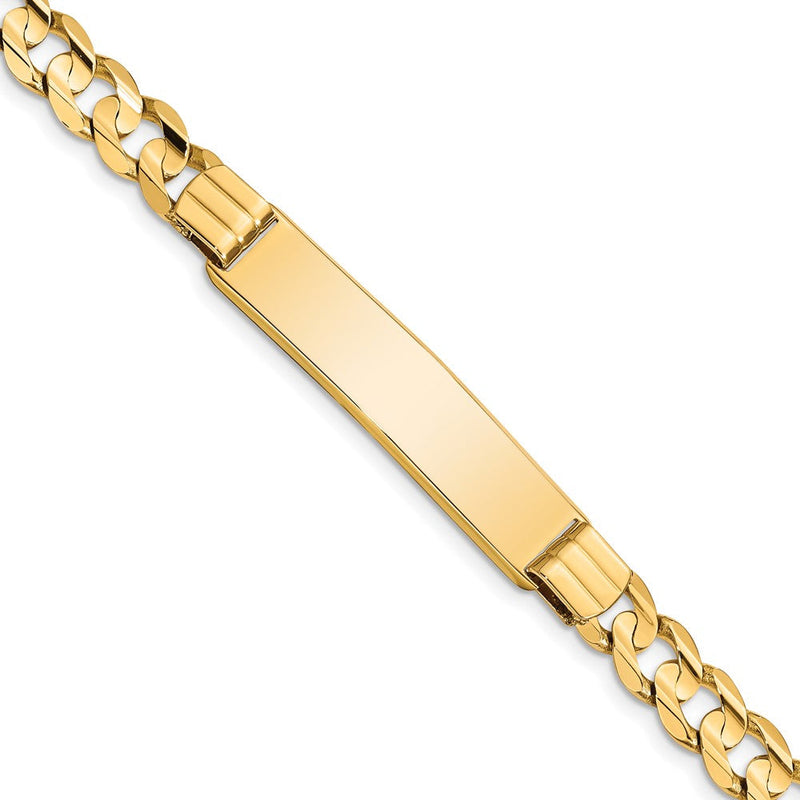 14K Gelbgold Poliert Massiv Kette/solid Platte Panzer Glieder 37x8mm Platte 8 Zoll Id Armband