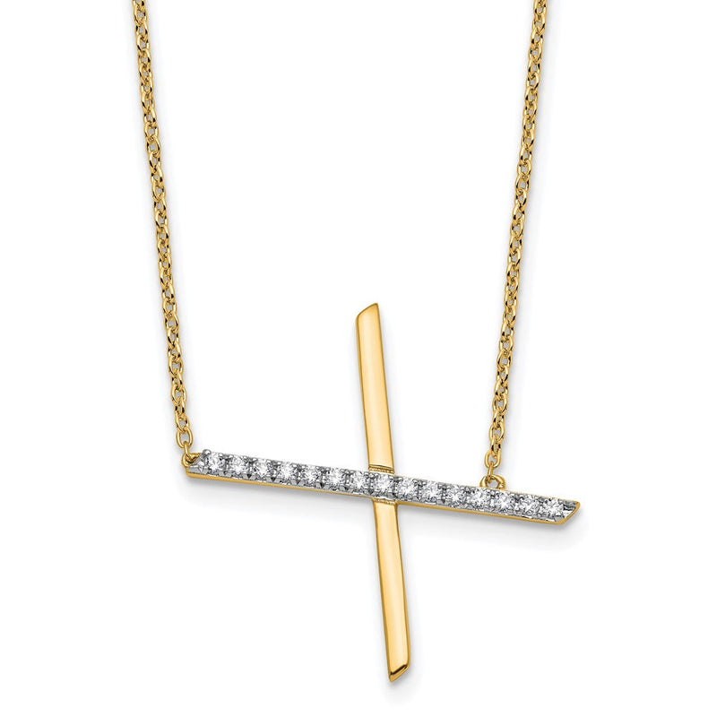 14K Gelbgold Seitlich Diamant Initiale X 18 Zoll Halskette