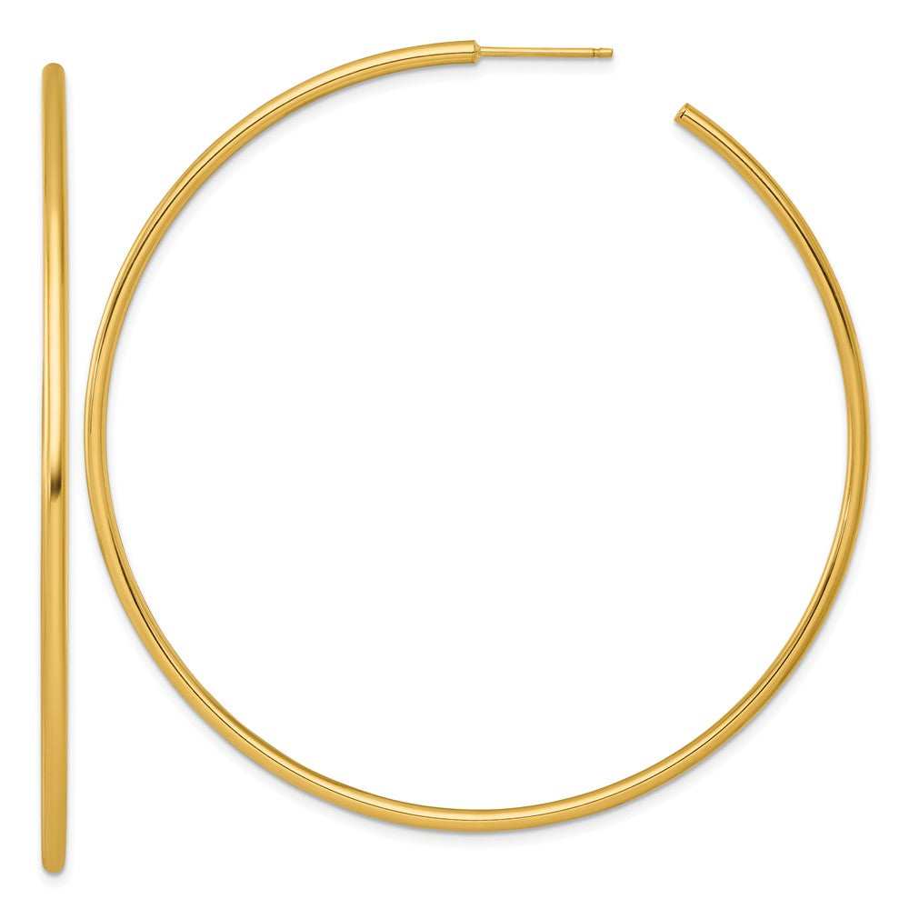 14K Gelbgold Poliert 2.0 X 70mm Röhre C-hoop Ohrstecker