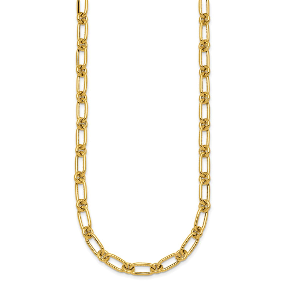 14K Gelbgold Poliert 6mm Oval und Kreis Glieder 18 Zoll Halskette
