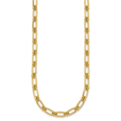 14K Gelbgold Poliert 6mm Oval und Kreis Glieder 18 Zoll Halskette