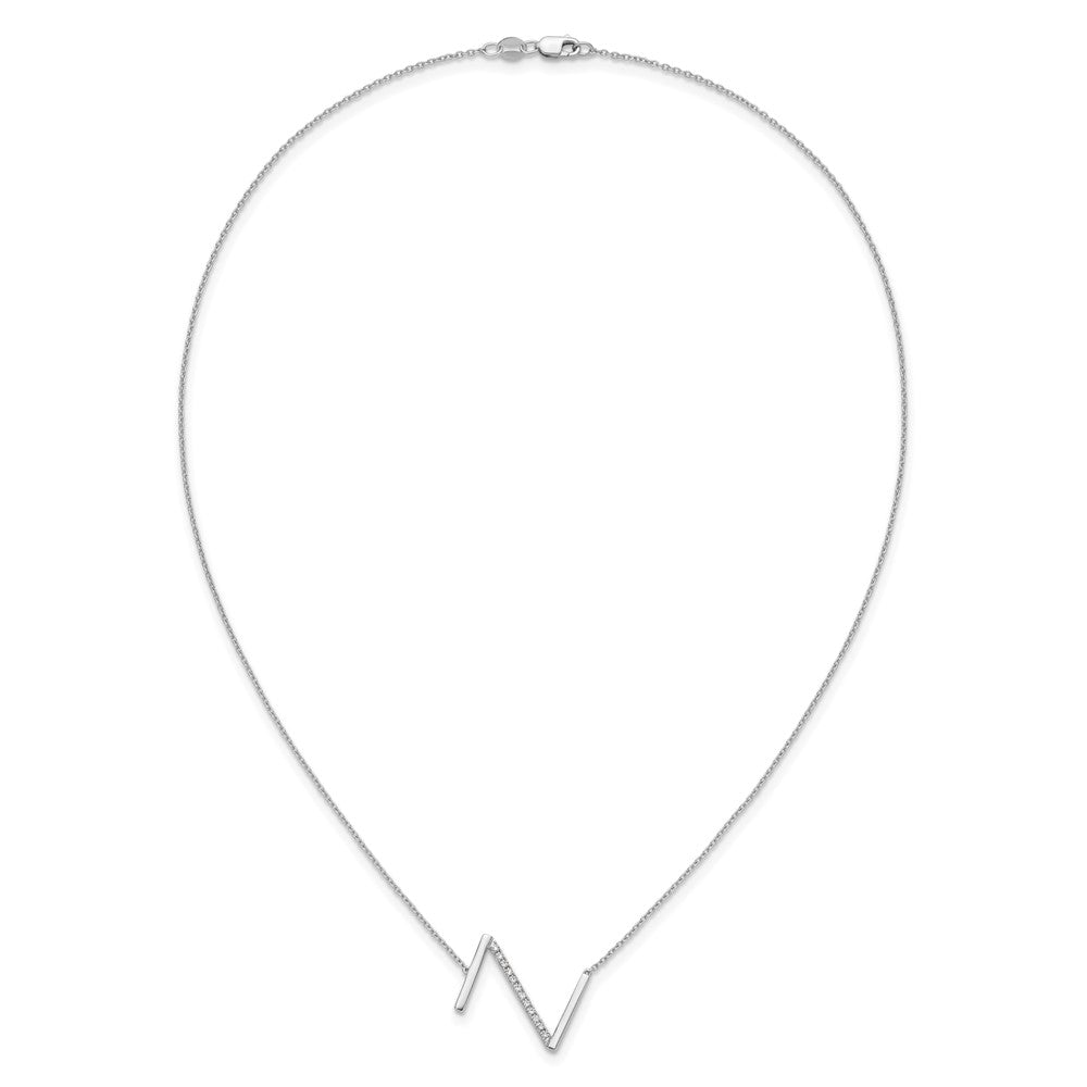 14K Weißgold Seitlich Diamant Initiale Z 18 Zoll Halskette