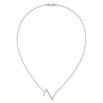 14K Weißgold Seitlich Diamant Initiale Z 18 Zoll Halskette