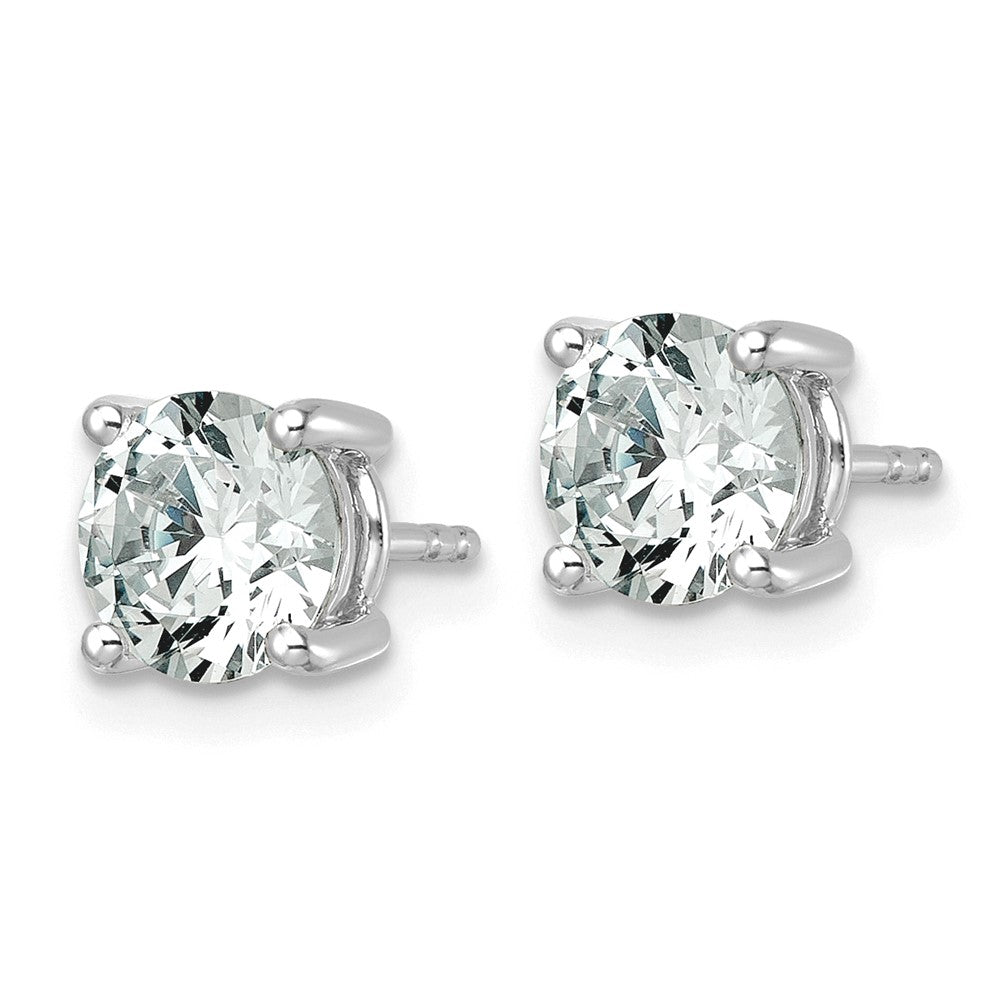 14K Weißgold Ohrstecker mit 2,5 ct. im Vierkrappenfassung, leicht, rund, laborgezüchteter Diamant VS+ F+