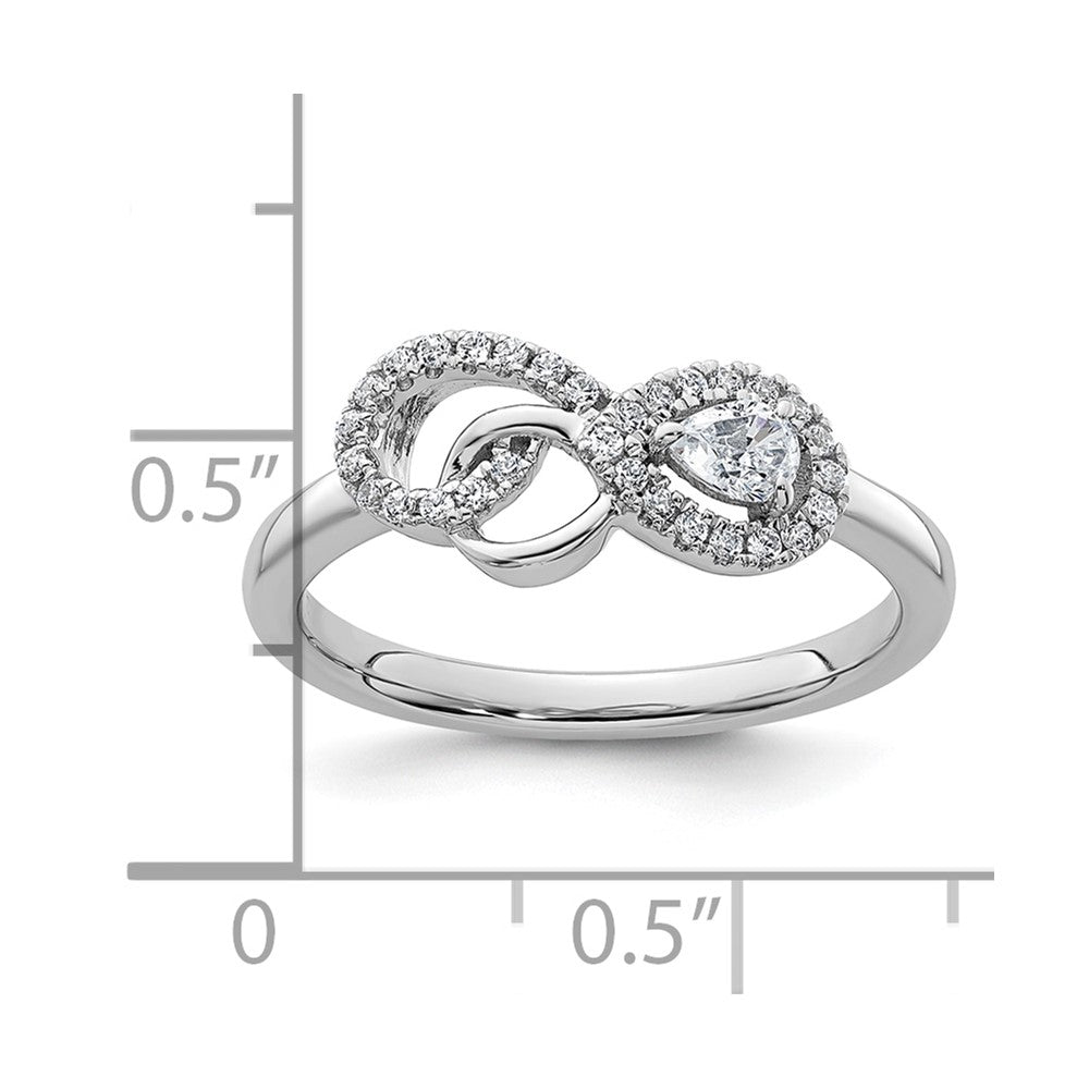 14K Weißgold Ring mit poliertem Diamant-Infinity-Symbol