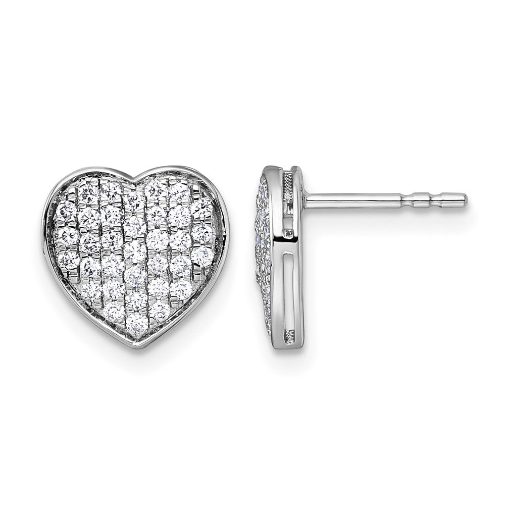 14K Weißgold Herz-Ohrstecker mit Diamant-Pavé, 0,5 ct