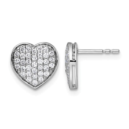 14K Weißgold Herz-Ohrstecker mit Diamant-Pavé, 0,5 ct