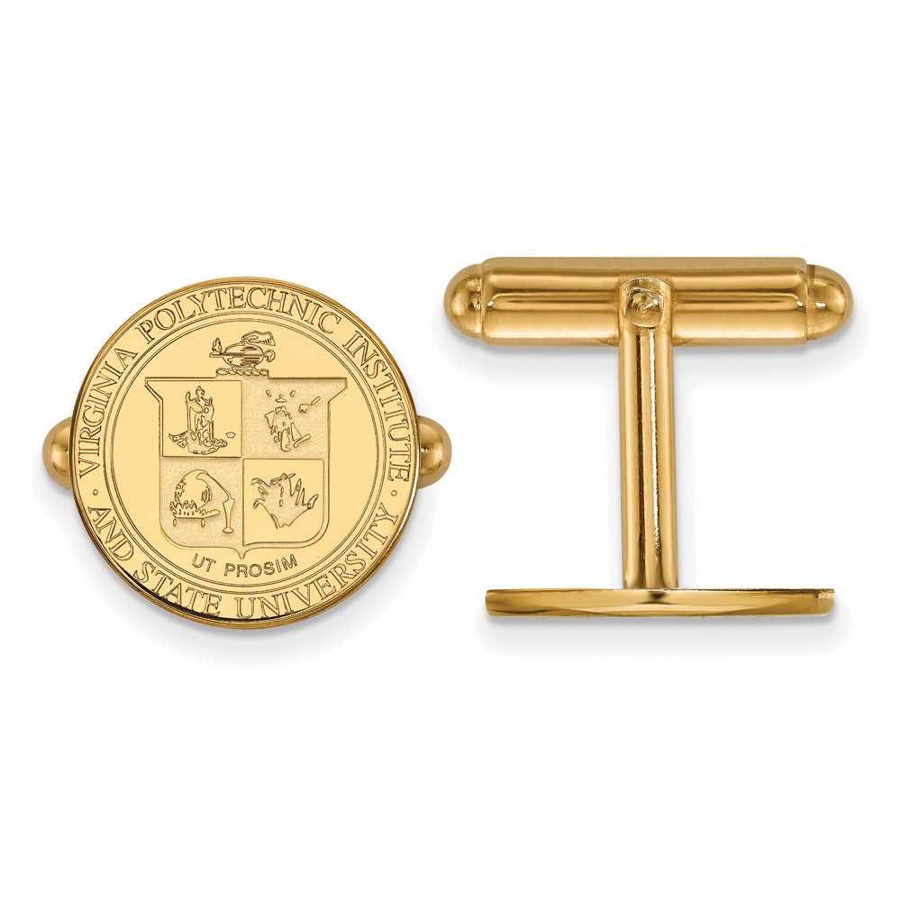 14K Gelbgold Gold Logoart Virginia Tech Wappen Manschette Knöpfe