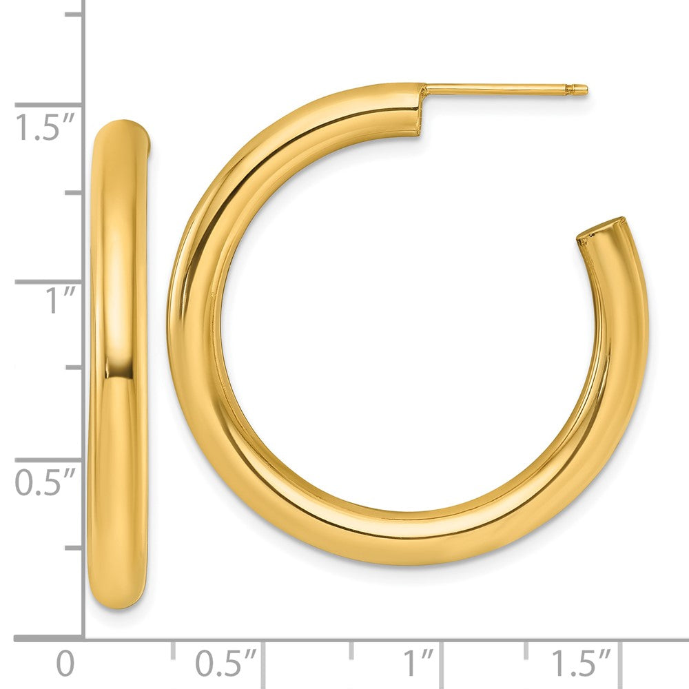 14K Gelbgold Poliert 4.0 X 35mm Röhre C-hoop Ohrstecker