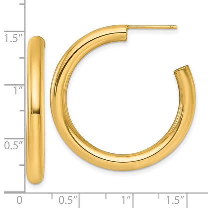 14K Gelbgold Poliert 4.0 X 35mm Röhre C-hoop Ohrstecker
