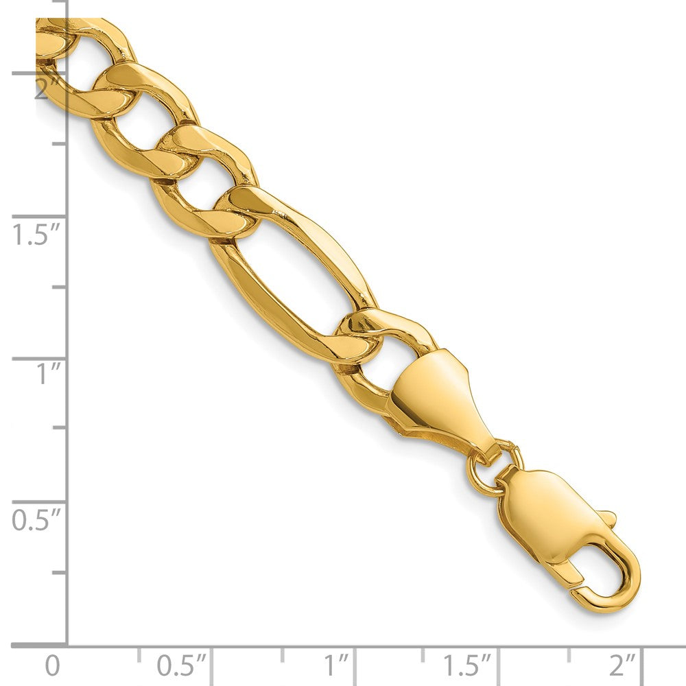 14K Gelbgold 9.4mm Halbmassiv Figaro Gliederarmband