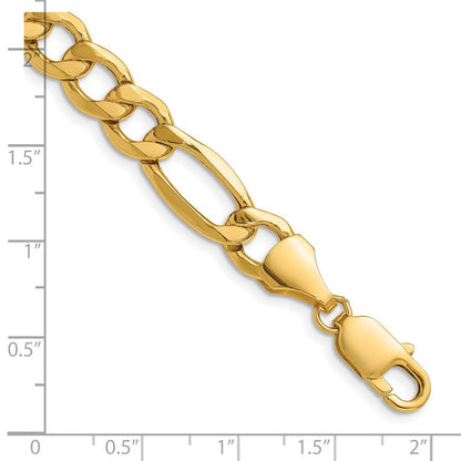 14K Gelbgold 9.4mm Halbmassiv Figaro Gliederarmband