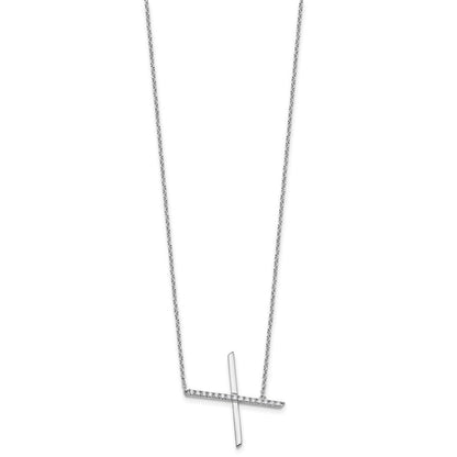 14K Weißgold Seitlich Diamant Initiale X 18 Zoll Halskette