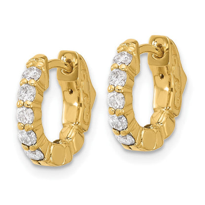 14K Gelbgold.46 Karat Diamant Rund Creole mit Sicherheits Verschluss Ohrringe