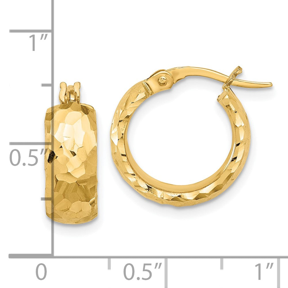 14K Gelbgold Poliert und Diamantiert 6mm Creolen
