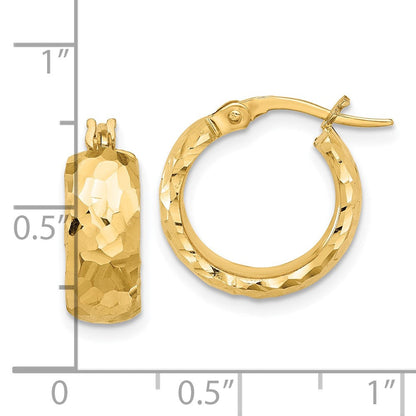 14K Gelbgold Poliert und Diamantiert 6mm Creolen