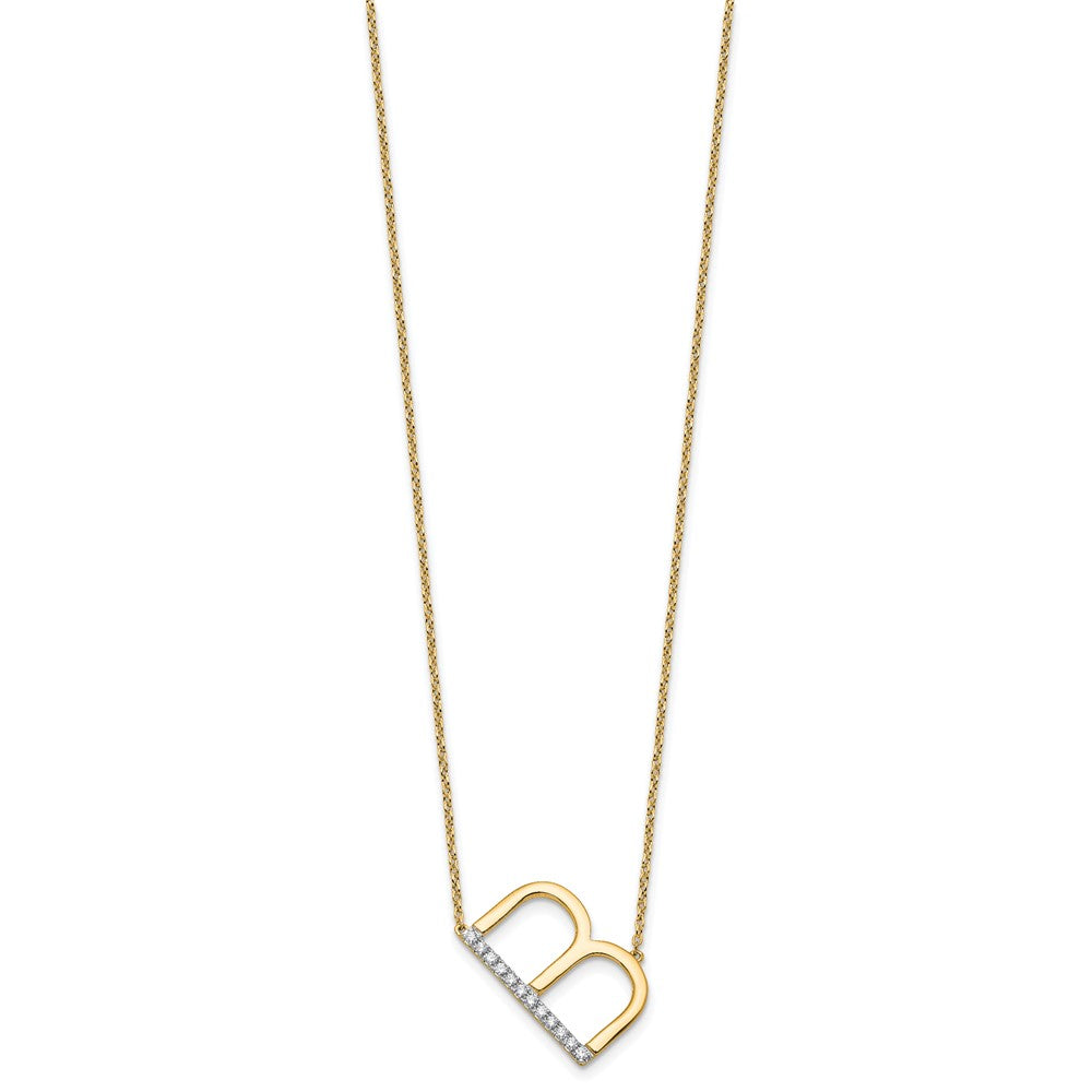 14K Gelbgold Seitlich Diamant Initiale B 18 Zoll Halskette