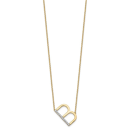 14K Gelbgold Seitlich Diamant Initiale B 18 Zoll Halskette