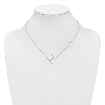 14K Weißgold Seitlich Diamant Initiale H 18 Zoll Halskette