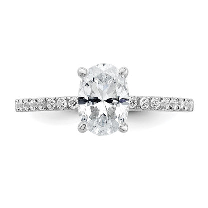 14K Weißgold Verlobungsring mit 1,33 ct. zertifiziertem, im Labor gezüchtetem Diamanten im Ovalschliff, VS+ F+, kompletter Solitär mit Flair