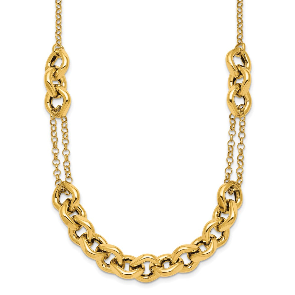 14K Gelbgold Poliert Fantasie Multi Glieder Kette 18 Zoll Halskette