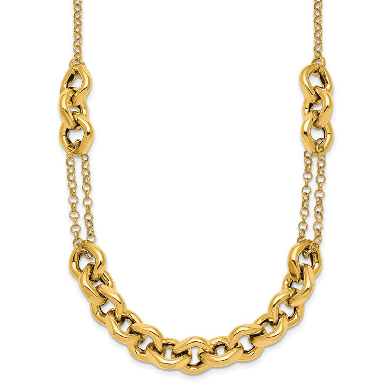 14K Gelbgold Poliert Fantasie Multi Glieder Kette 18 Zoll Halskette