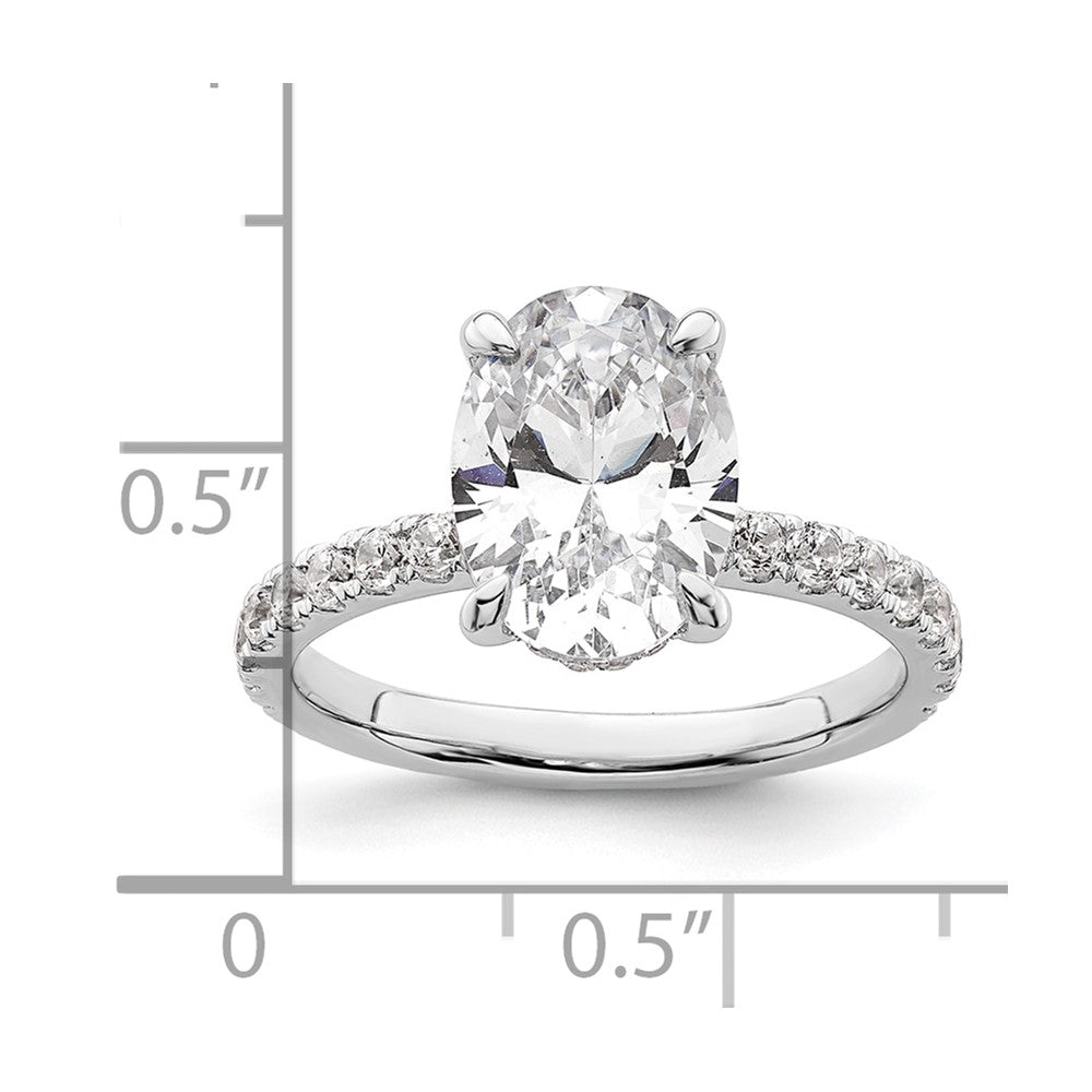 14K Weißgold Solitär-Verlobungsring mit Flair und 3,5 ct. zertifizierten, im Labor gezüchteten ovalen Diamanten VS/SI+ G+