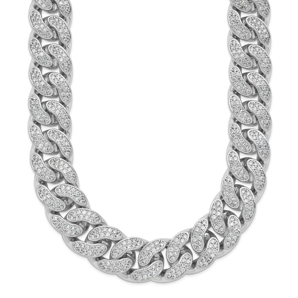 Sterlingsilber Schimmernd Sterlingsilber Rhodiniert Zirkonia 1300 Stein Panzer Glieder Halskette