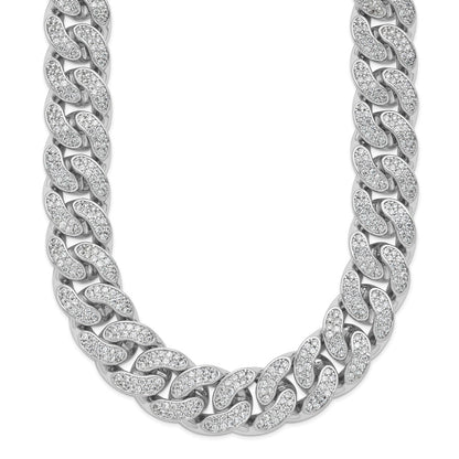 Sterlingsilber Schimmernd Sterlingsilber Rhodiniert Zirkonia 1300 Stein Panzer Glieder Halskette